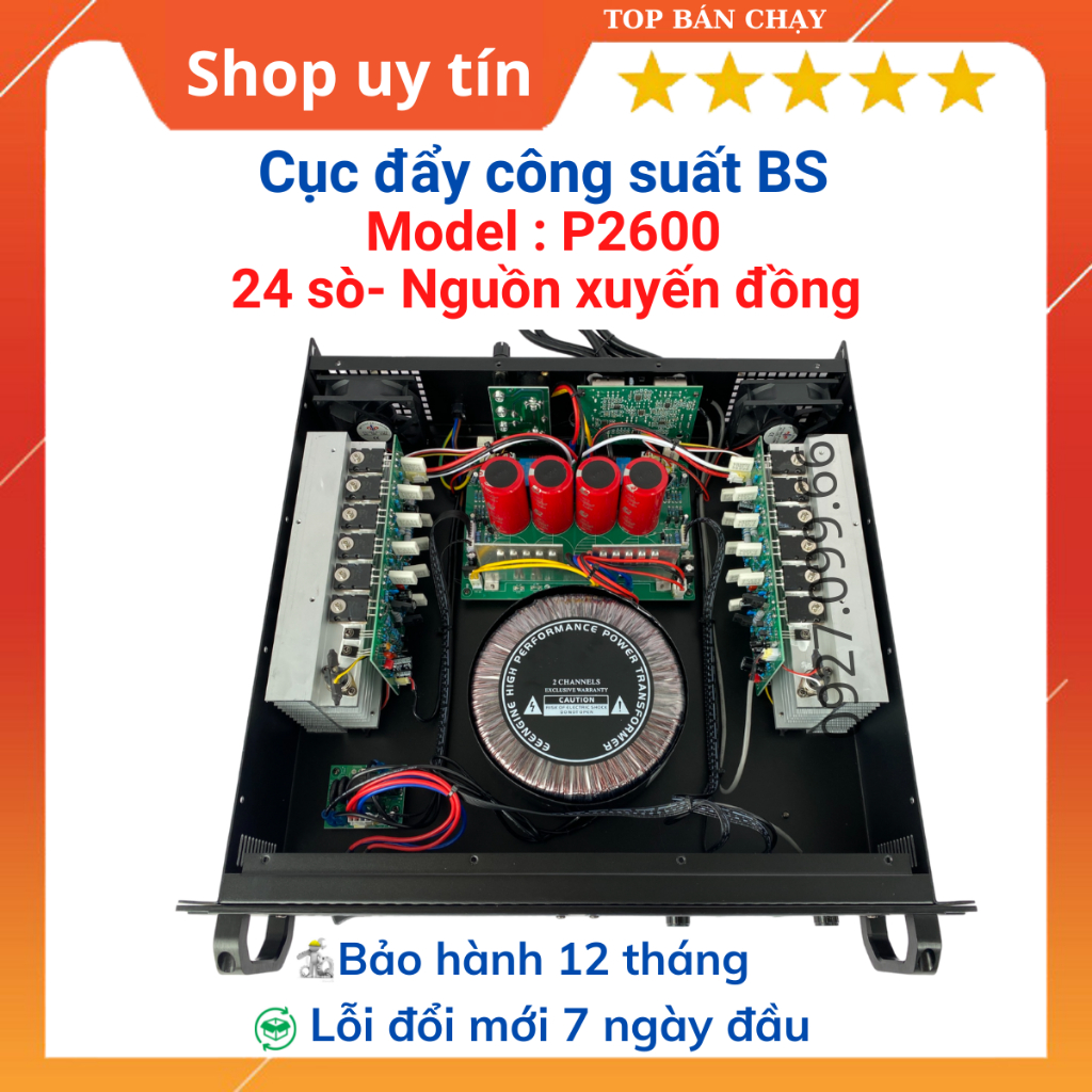 Cục đẩy công suất 2 kênh BS model P2600  24 sò và BS-BS2800 40 sò công suất 1000W dùng cho gia đình,phòng trà,..