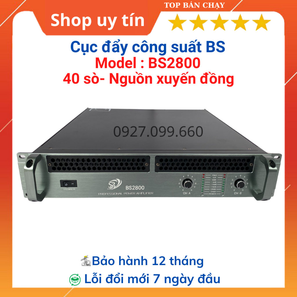 Cục đẩy công suất 2 kênh BS model P2600  24 sò và BS-BS2800 40 sò công suất 1000W dùng cho gia đình,phòng trà,..