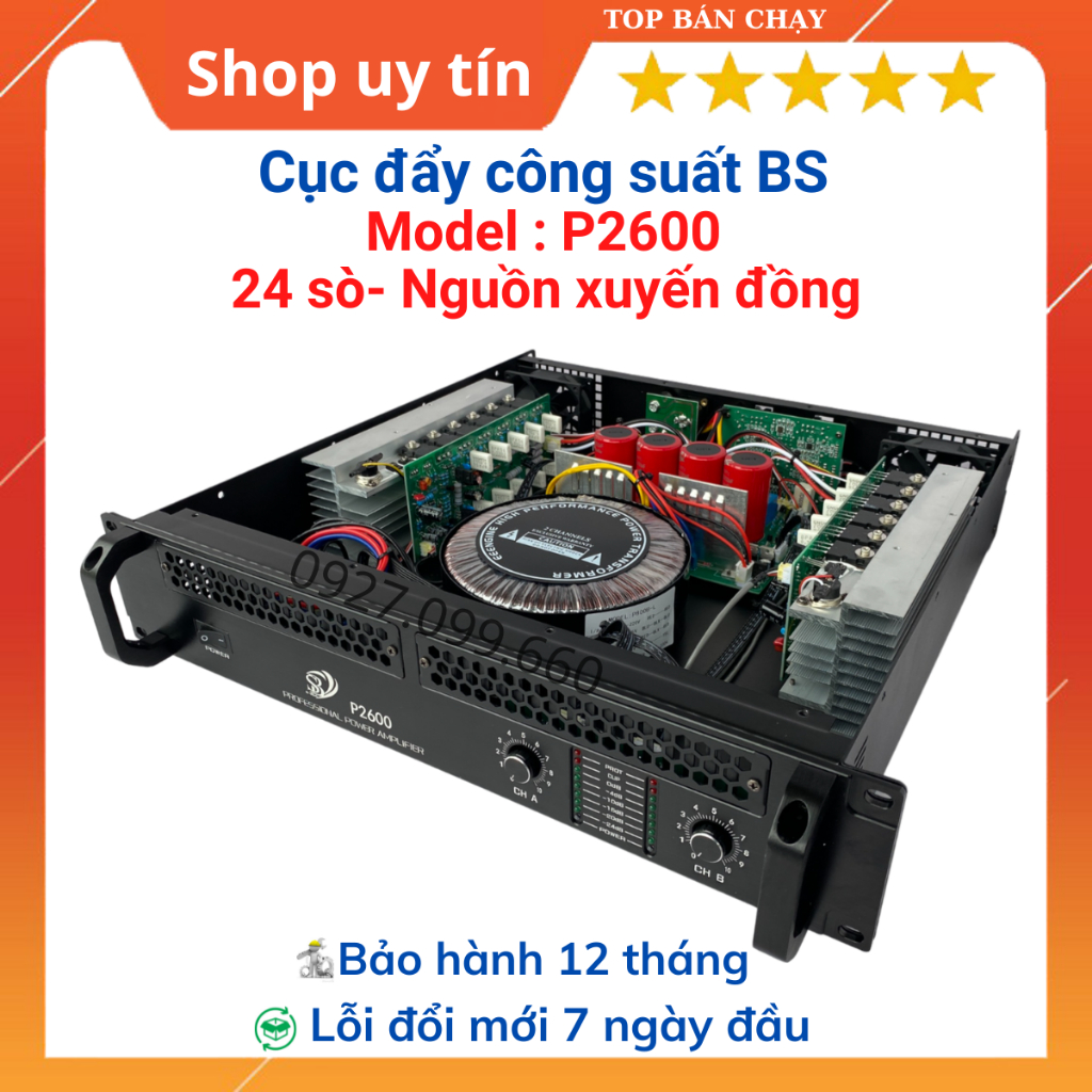 Cục đẩy công suất 2 kênh BS model P2600  24 sò và BS-BS2800 40 sò công suất 1000W dùng cho gia đình,phòng trà,..