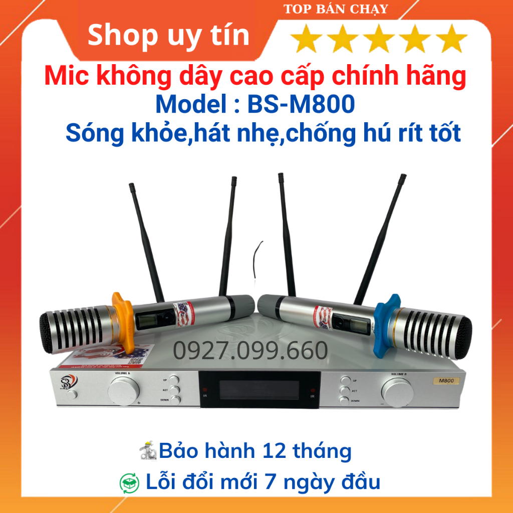 Micro không dây cao cấp BS model M600 và M800 Phạm vi sóng lên tới 100m,hát nhẹ,lời sáng ,bay tiếng,chống hú rít tốt,