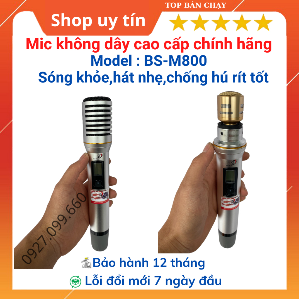 Micro không dây cao cấp BS model M600 và M800 Phạm vi sóng lên tới 100m,hát nhẹ,lời sáng ,bay tiếng,chống hú rít tốt,