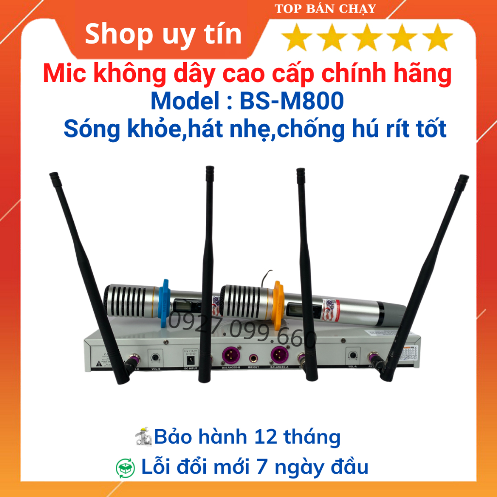Micro không dây cao cấp BS model M600 và M800 Phạm vi sóng lên tới 100m,hát nhẹ,lời sáng ,bay tiếng,chống hú rít tốt,
