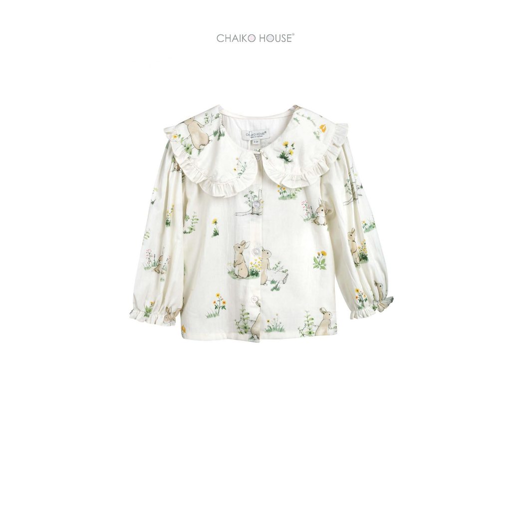 Áo sơ mi họa tiết Floral vải cotton cho bé gái Chaiko House F201 - F2ASMC01
