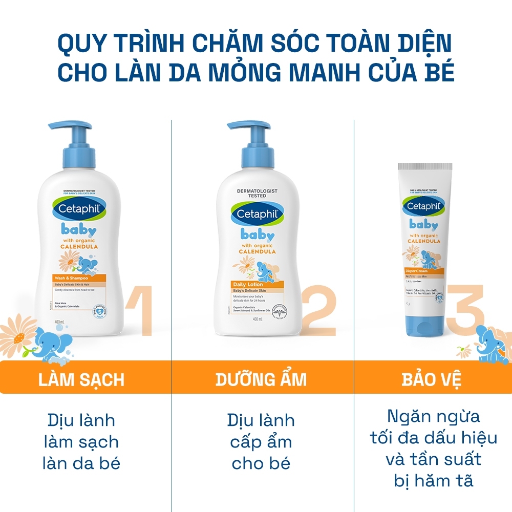 Kem chống hăm tã dịu lành CETAPHIL BABY DIAPER CREAM CALENDULA 70G