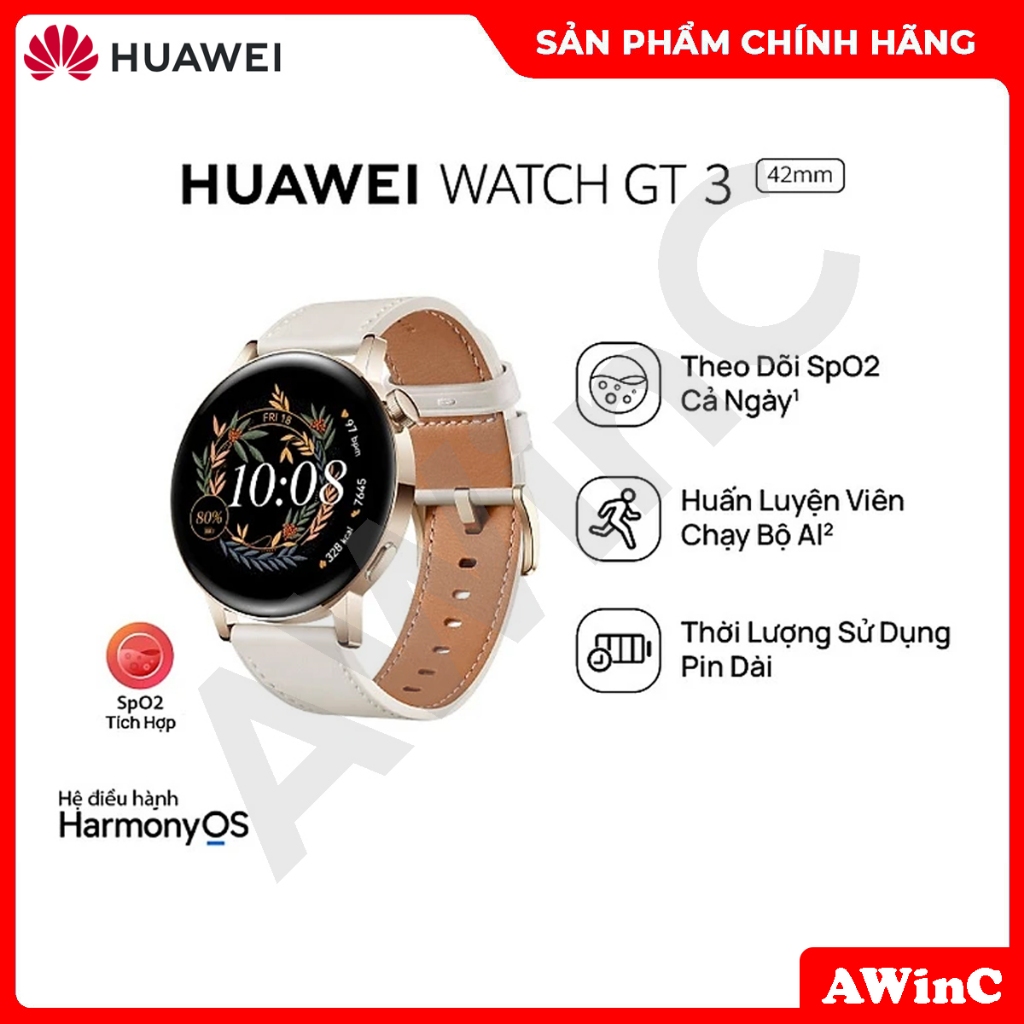 Đồng Hồ Thông Minh HUAWEI WATCH GT 3 42mm |Theo Dõi Spo2 Cả Ngày | Bảo hành 18 tháng