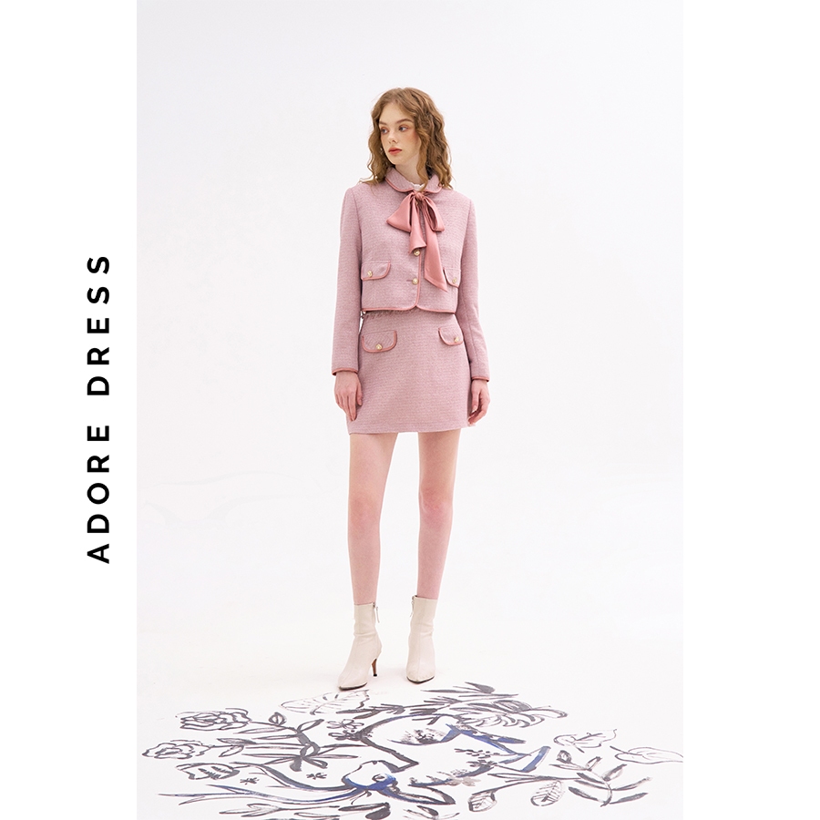 Chân váy Mini skirt casual style tweed hồng 312SK1130 ADORE DRESS