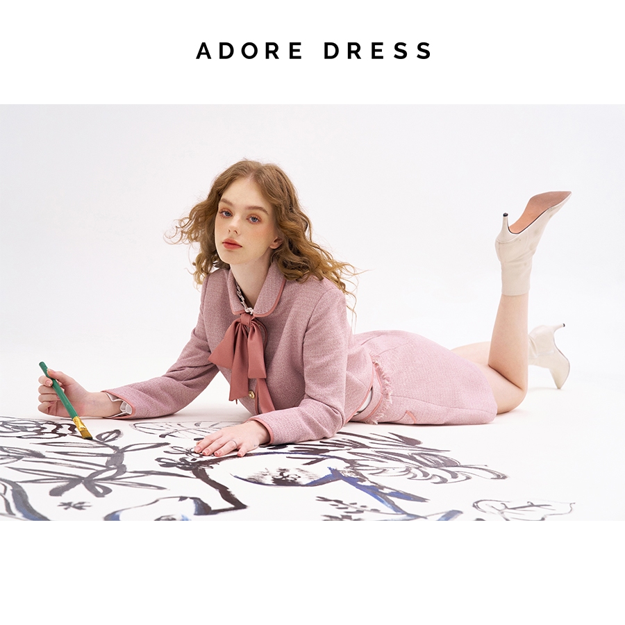 Chân váy Mini skirt casual style tweed hồng 312SK1130 ADORE DRESS