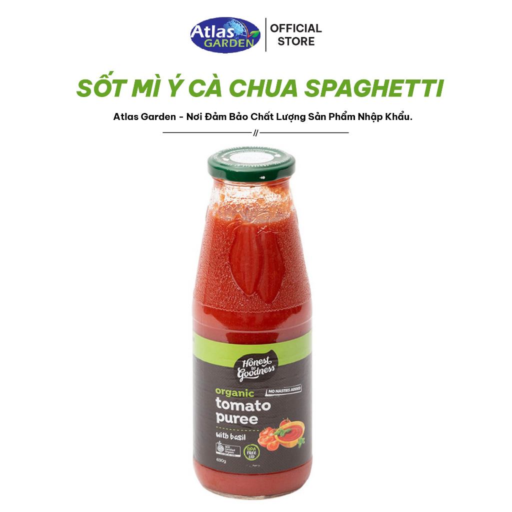 Sốt mỳ ý cà chua Spaghetti rau húng quế xay nhuyễn 690g - Org tomato puree with basil 690g