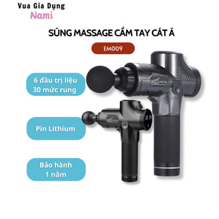 Súng massage cầm tay - máy massage trị liệu EM009 6 đầu massage 30 mức độ rung - trị nhức mỏi toàn thân - BH 1 Năm