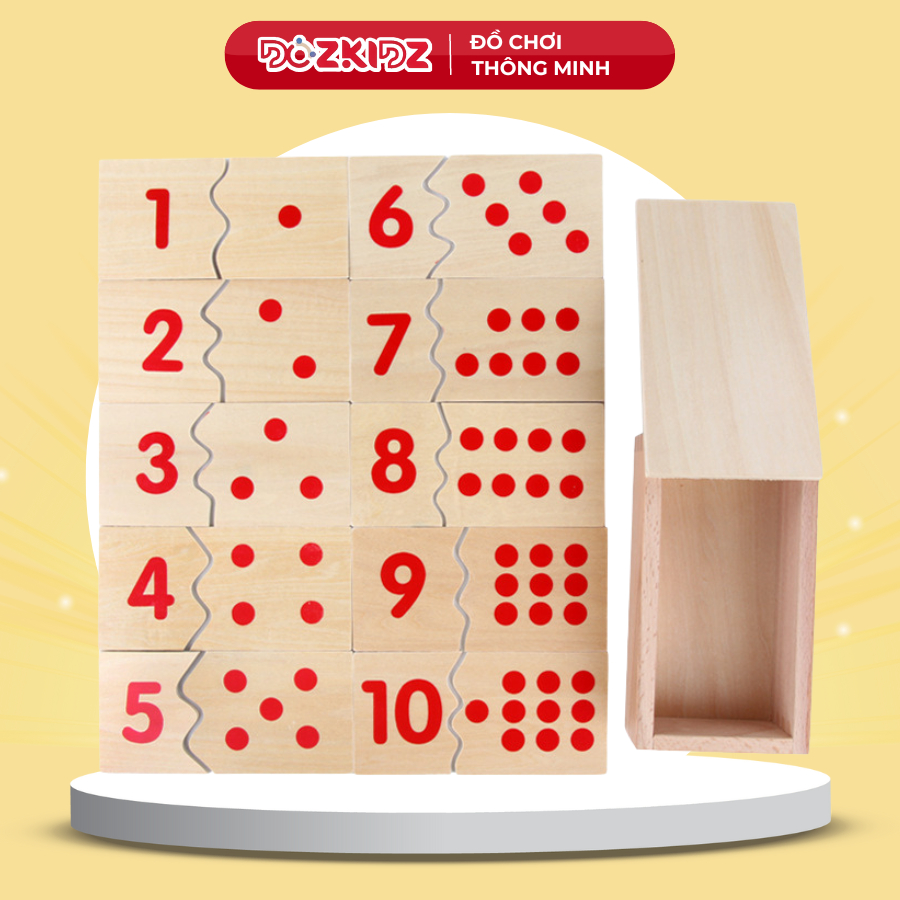 Đồ chơi giáo dục - Bộ ghép số học số và học đếm Montessori bằng gỗ - DOZKIDZ