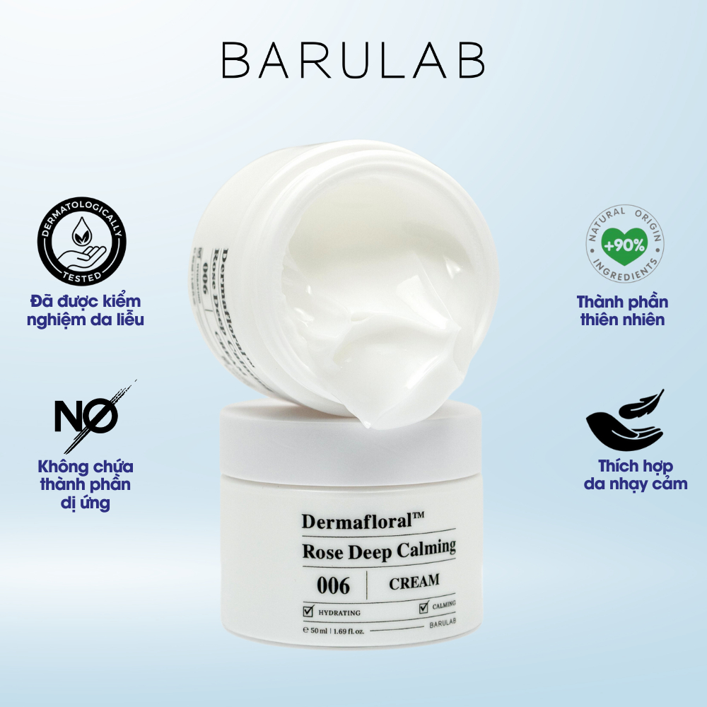 Kem Dưỡng Làm Dịu Da Chiết Xuất Hoa Hồng Barulab Dermafloral Rose Deep Claming 50ml