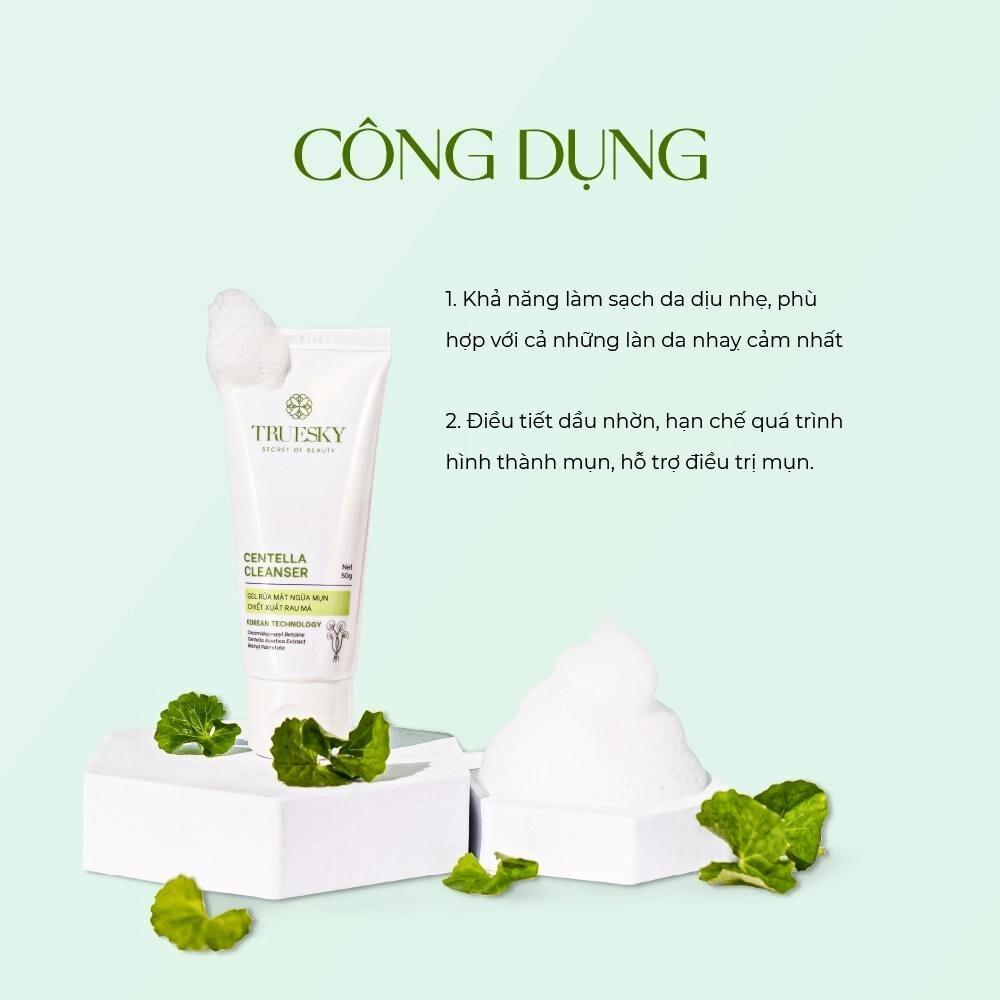 Sữa Rửa Mặt Ph 5.5 Truesky Rau Má Srm Cho Da Dầu Mụn Nhạy Cảm Tạo Bọt Sạch Sâu Dịu Nhẹ Kiềm Dầu Sáng Da Giảm Mụn Nam Nữ