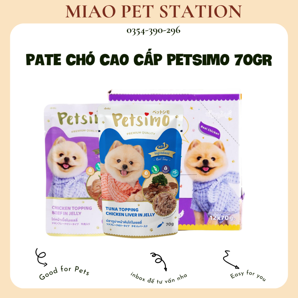 Pate PETSIMO cho chó | pate cao cấp thơm ngon cho chó túi 70gr