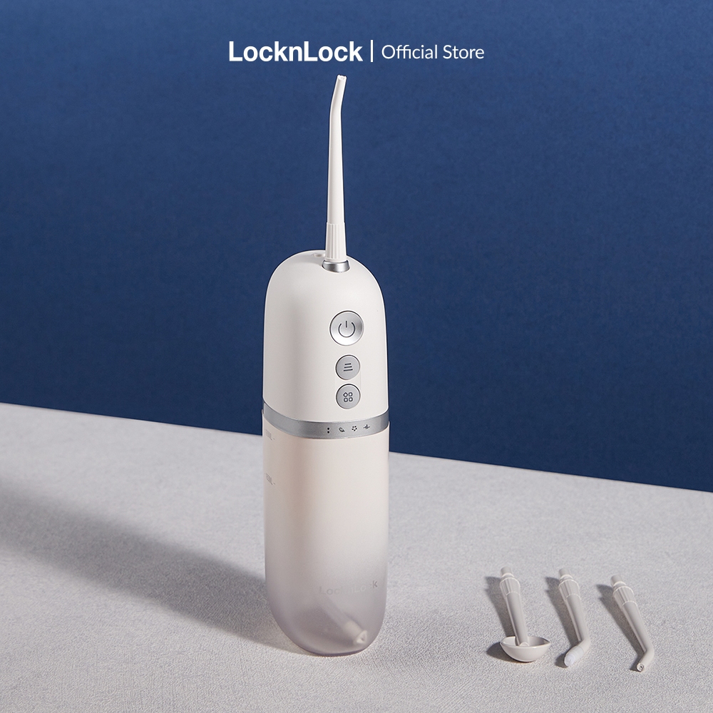 Máy tăm nước không dây ENR146WHT LocknLock màu Trắng 190ml 4 chế độ, 3 loại đầu tăm, sạc cổng type C - T2C Mall