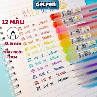 Bút bi mực gel Resun bút Muji bản dupe 12 màu ngòi 0.5mm dùng để viết calligraphy trang trí sách vở