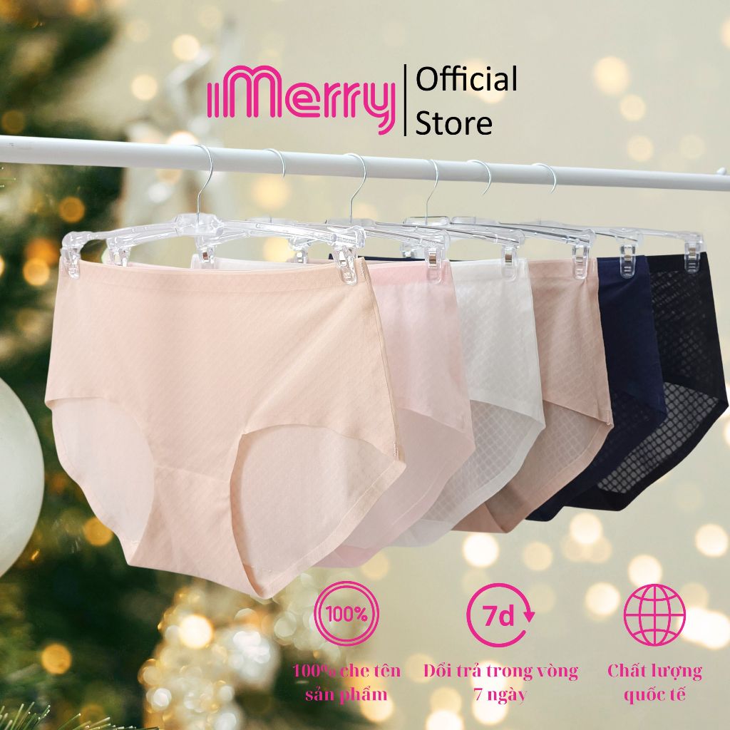 Quần lót nữ su lưới iMERRY cạp cao thiết kế họa tiết caro chìm vải thoáng khí mềm mại co giãn nhiều thoải mái VQ036A