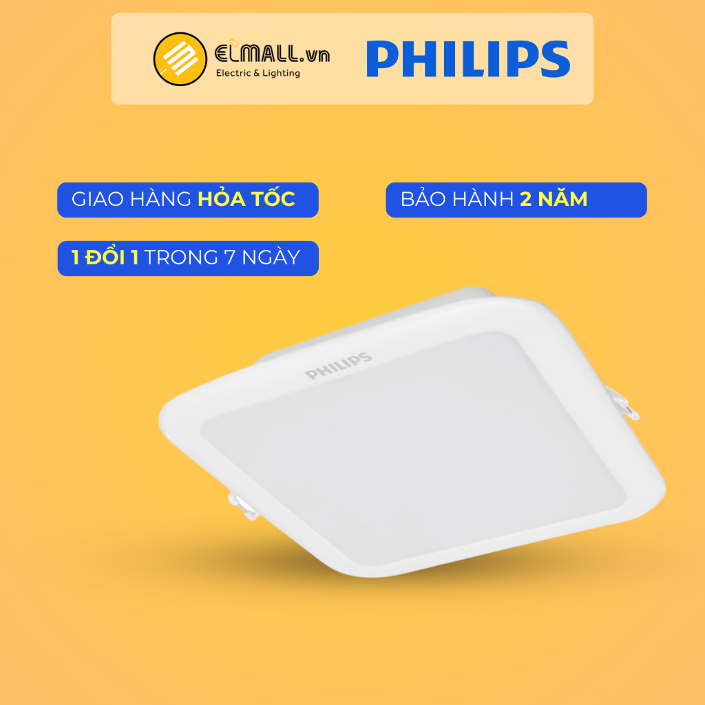 Đèn âm trần vuông viền kim loại DN027B G3 Philips