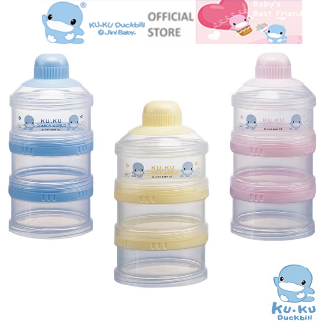 Hộp chia sữa 3 ngăn nhựa PP cao cấp ku.ku duckbill ku5318 6x15cm
