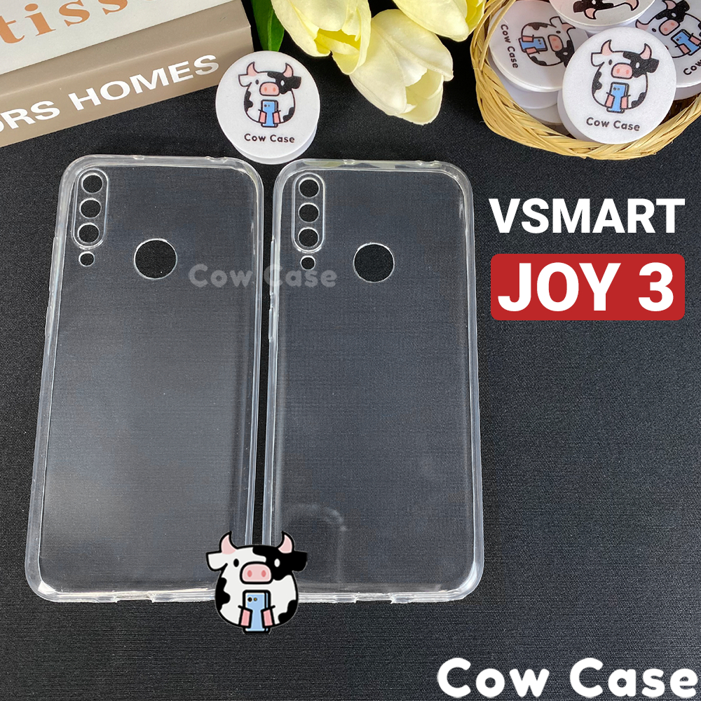 Ốp lưng Vsmart Joy 3 bảo vệ camera silicon dẻo trong Cowcase | Vỏ điện thoại Vinsmart