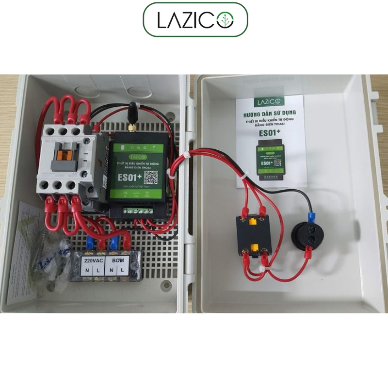 Tủ điều khiển từ xa qua điện thoại cho máy bơm 220V, công suất 3hp - 10hp dùng app LAZICO LZ1B+