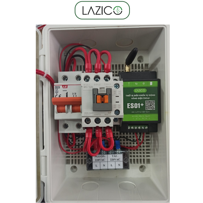 Tủ điều khiển từ xa qua điện thoại cho máy bơm 220V, công suất 3hp - 10hp dùng app LAZICO LZ1B+