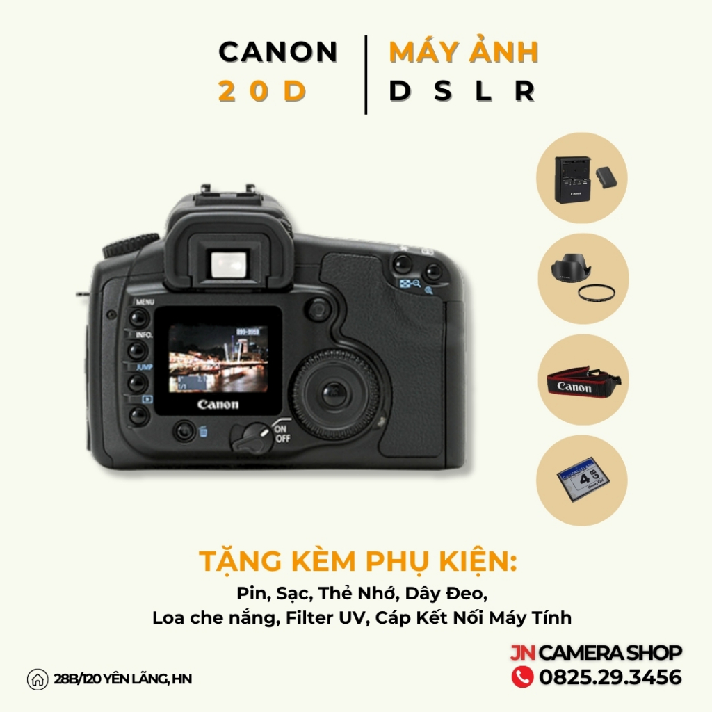 Bộ máy ảnh Canon 20D kèm ống kính 18-55mm