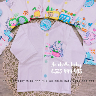 Combo 5 áo sơ sinh tay dài cài nút giữa jou cho bé trai, bé gái - chất vải 100% cotton mềm, mịn, đẹp