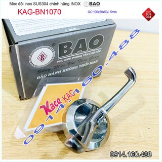 Móc đôi Inox Bảo KAG-BN1070, móc 2 treo đồ nhà tắm SUS304 đế tròn thiết kế tuyệt đẹp sang trọng tinh tế đến từng chi tiế