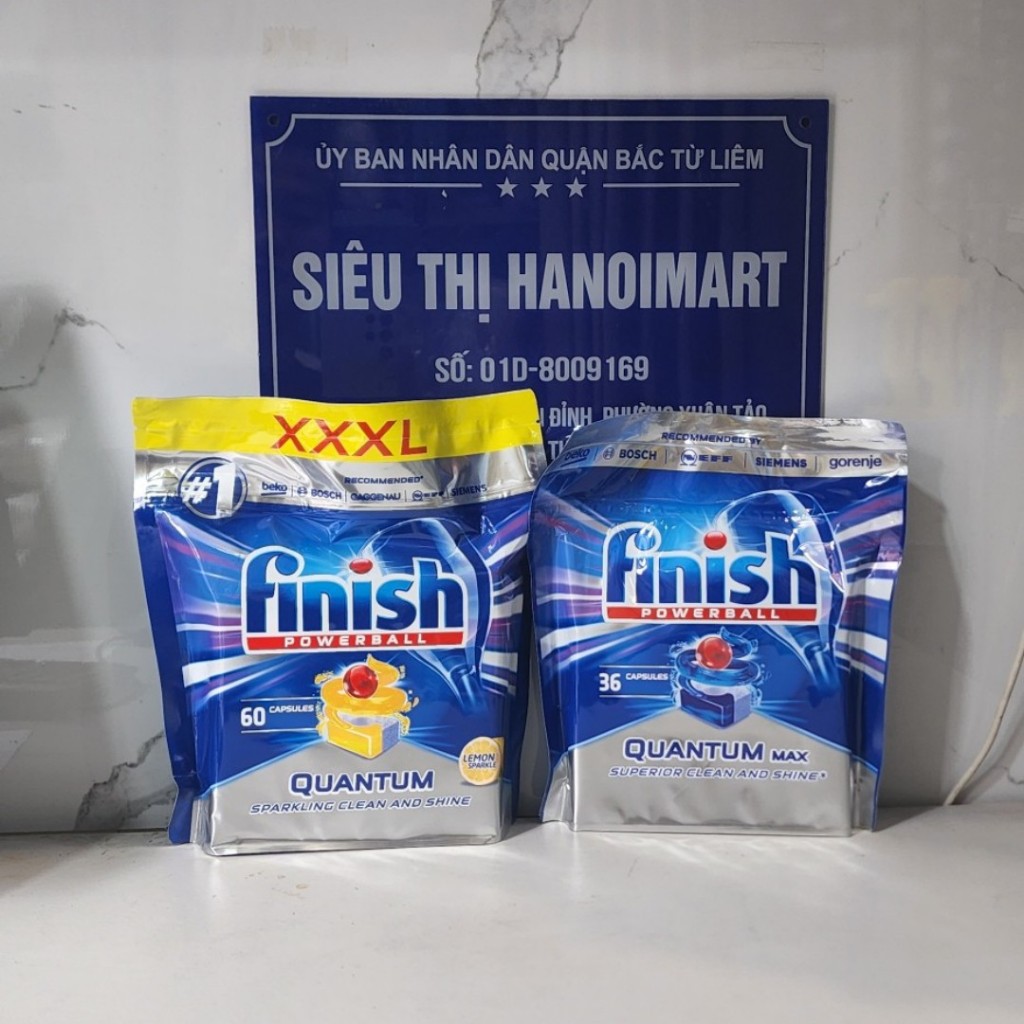 Viên rửa bát Finish Quantum Max 36 viên Hương Chanh hương táo