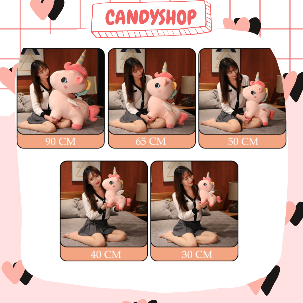 Thú bông Kỳ lân cánh tiên dáng đứng siêu đáng yêu siêu dễ thương tặng kèm giấy nhận nuôi  Có sẵn Candyshop