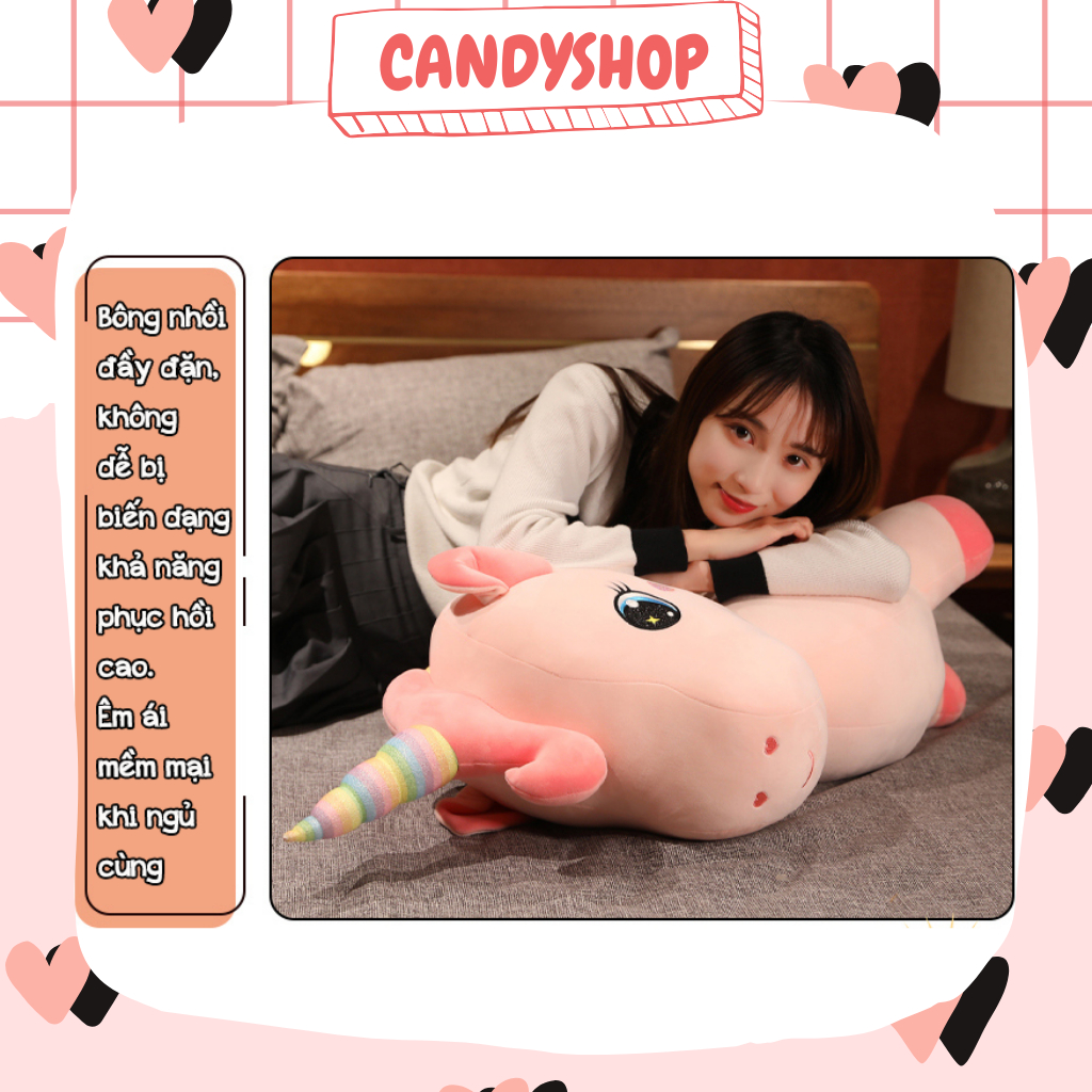 Thú bông Kỳ lân cánh tiên dáng đứng siêu đáng yêu siêu dễ thương tặng kèm giấy nhận nuôi  Có sẵn Candyshop