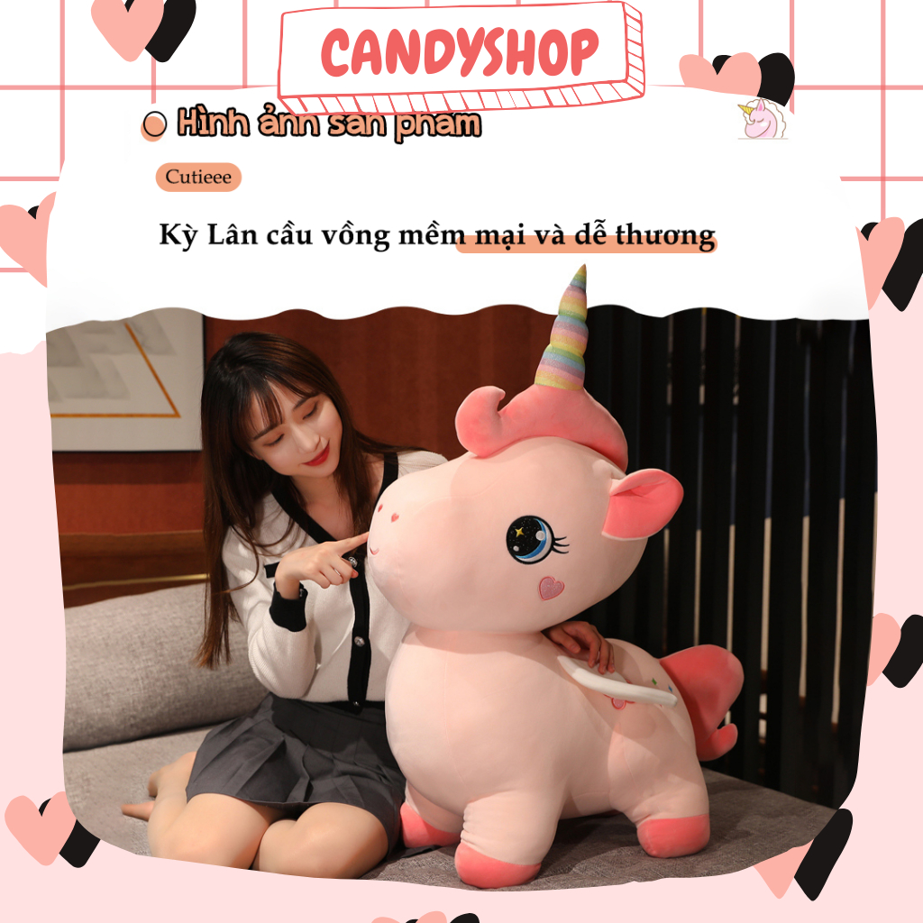 Thú bông Kỳ lân cánh tiên dáng đứng siêu đáng yêu siêu dễ thương tặng kèm giấy nhận nuôi  Có sẵn Candyshop
