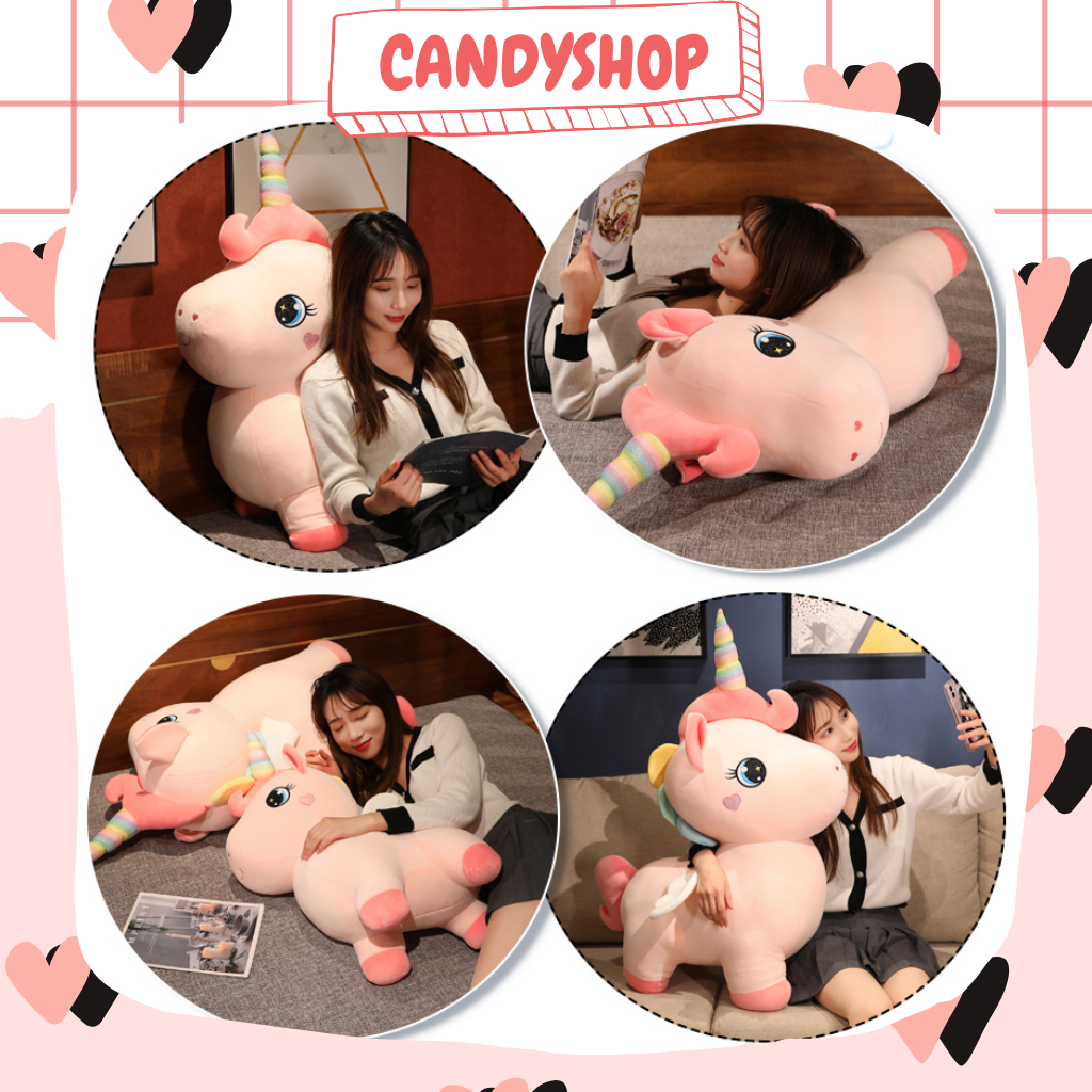 Thú bông Kỳ lân cánh tiên dáng đứng siêu đáng yêu siêu dễ thương tặng kèm giấy nhận nuôi  Có sẵn Candyshop