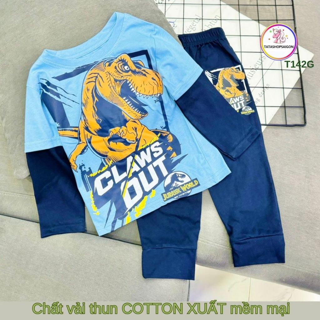 Bộ quần áo thu đông cho bé trai dài tay size đại chất cotton kiểu thể thao đẹp T142