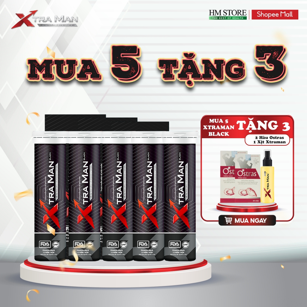 Xtraman Black - Viên sủi cải thiện sinh lý nam giới, Kéo dài thời gian quan hệ, chống xuất tinh sớm