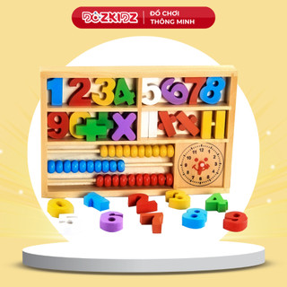 Đồ chơi gỗ thông minh - Khay đựng 2 bộ số từ 0-9 và các phép tính - DOZKIDZ