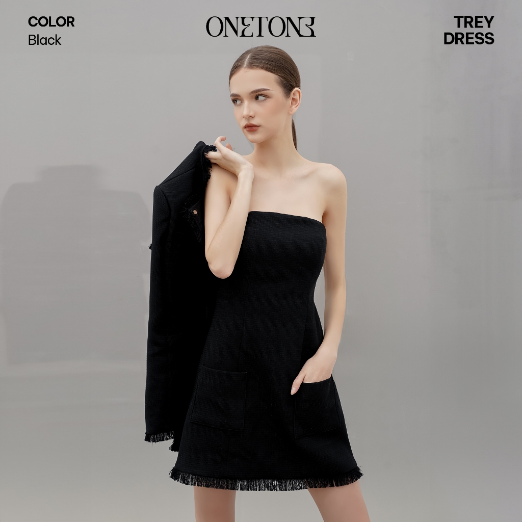 Váy liền Onetone dáng quây dạ tweed Trey