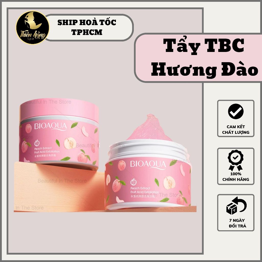 Gel tẩy tế bào chết da mặt BIOAQUA 140g chiết xuất đào làm trắng da dưỡng ẩm.