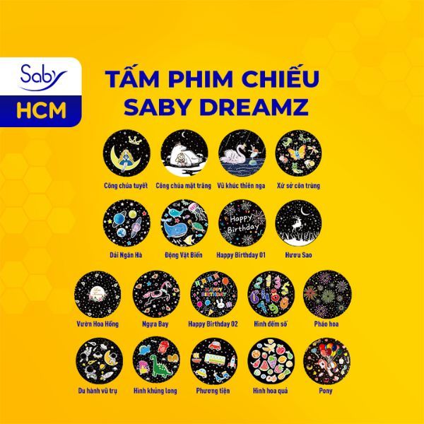 Tấm phim chiếu cho đèn ngủ chiếu sao Saby Dreamz và Saby Stories đa dạng lựa chọn quà tặng giáng sinh, sinh nhật