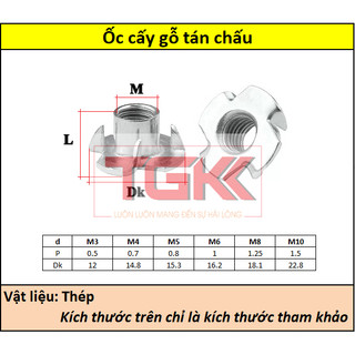 Ốc cấy gỗ tán chấu M3-M10
