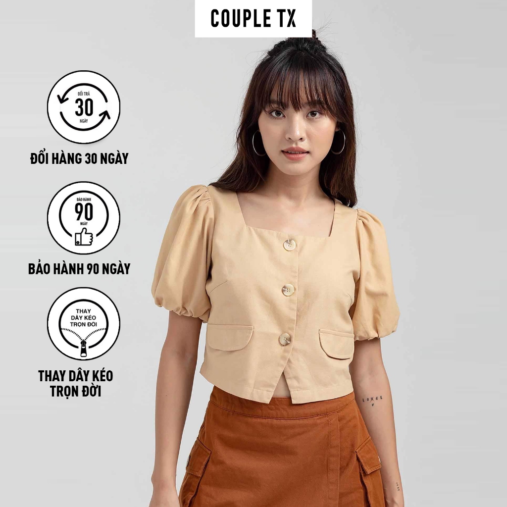 Áo Croptop Nữ Couple TX Tay Phồng WBL 2014