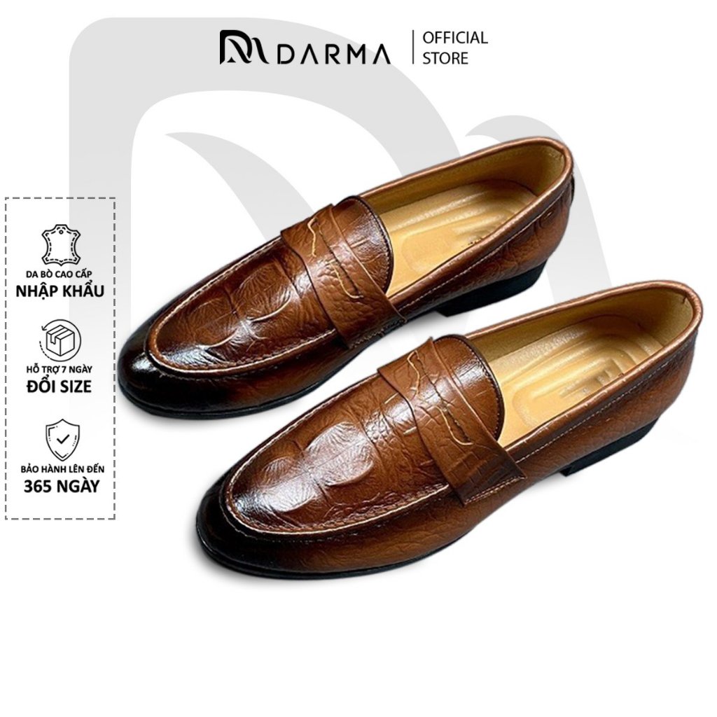 Giày Lười Nam Trung Niên DARMA Cao Cấp Giày Mọi Lười Slipon Slip On Da Bò Thật Nam Công Sở Trung Niên Đẹp Đế Cao Cấp