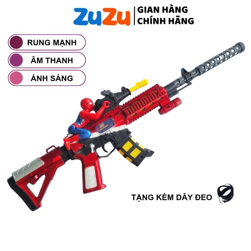Súng Đồ Chơi Người Nhện SPIDER MAN 65cm Có Nhạc Đèn Rung Giật Cực Mạnh, Đồ Chơi Súng Trẻ Em, Quà Tặng Cho Bé Trai
