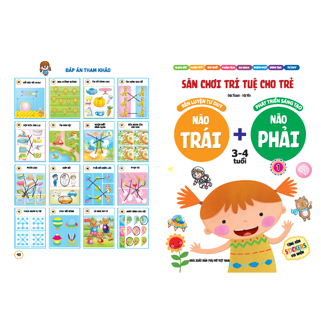 Sách - Sân chơi trí tuệ cho trẻ - Não trái + Não phải 3 - 4 tuổi - quyển 1