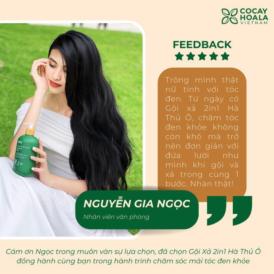 Dầu Gội Xả 2in1 Hà Thủ Ô Cỏ Cây Hoa Lá VIETNAM - Dưỡng tóc đen mượt, bóng khỏe, Kích thích mọc tóc, Dung tích 420g/chai