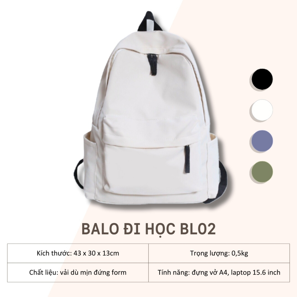 Cặp đi học nữ GENBAG balo ulzzang thời trang basic đi chơi phong cách Hàn Quốc giá rẻ BL02