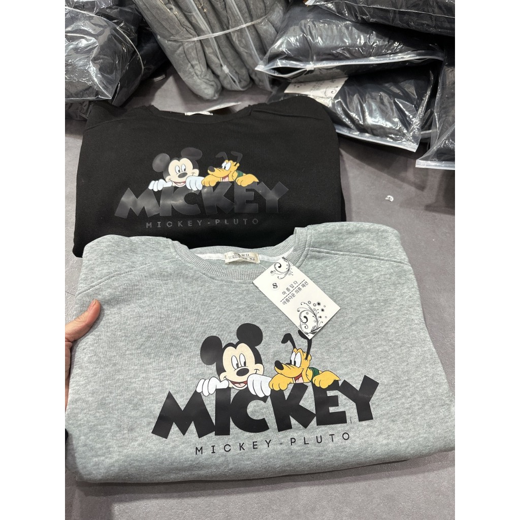 Set đồ nữ Set nỉ bông dài tay in hình mickey 2 màu Siêu ẤM