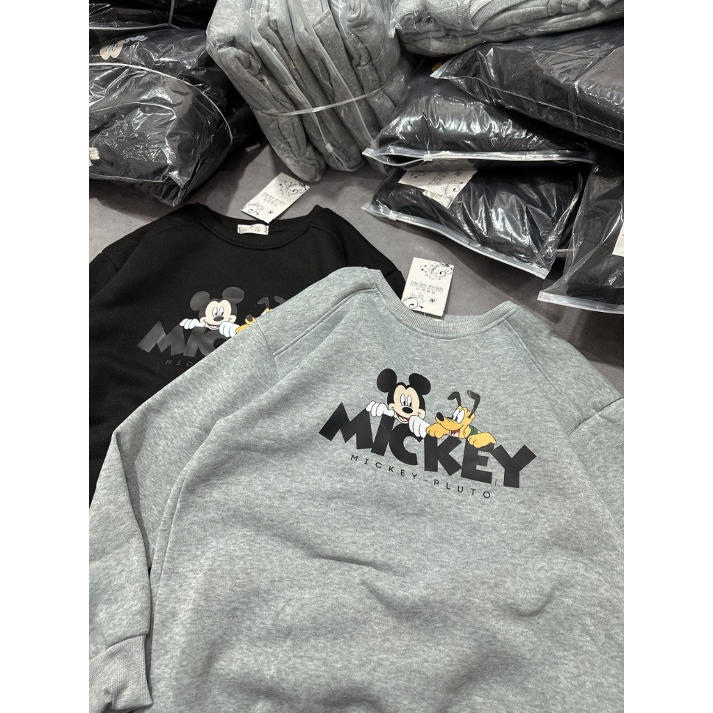 Set đồ nữ Set nỉ bông dài tay in hình mickey 2 màu Siêu ẤM