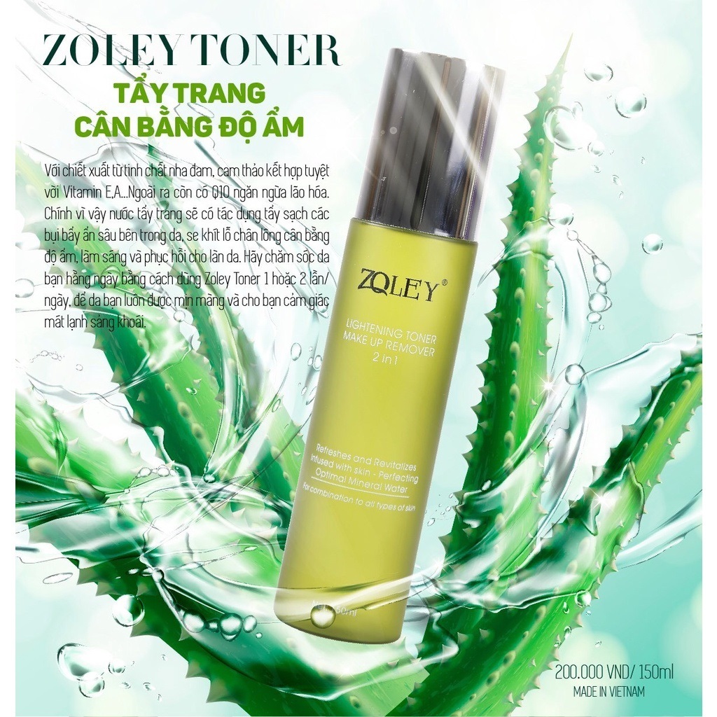 Nước tẩy trang Toner trà xanh Zoley chính hãng