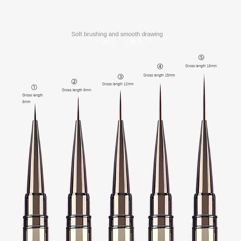 Cọ vẽ nét, liner 9-18mm siêu mảnh cán kim loại trang trí móng